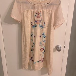 Boho embroidered shirt dress
